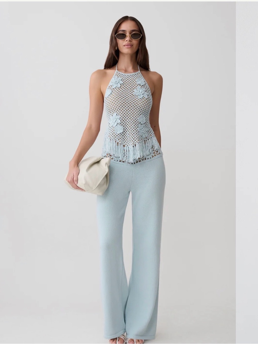 Meshki Crochet Halter Top and bottoms